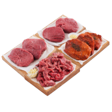 Malse runder- of kogelbiefstuk, biefstukpuntjes of rundersteaks